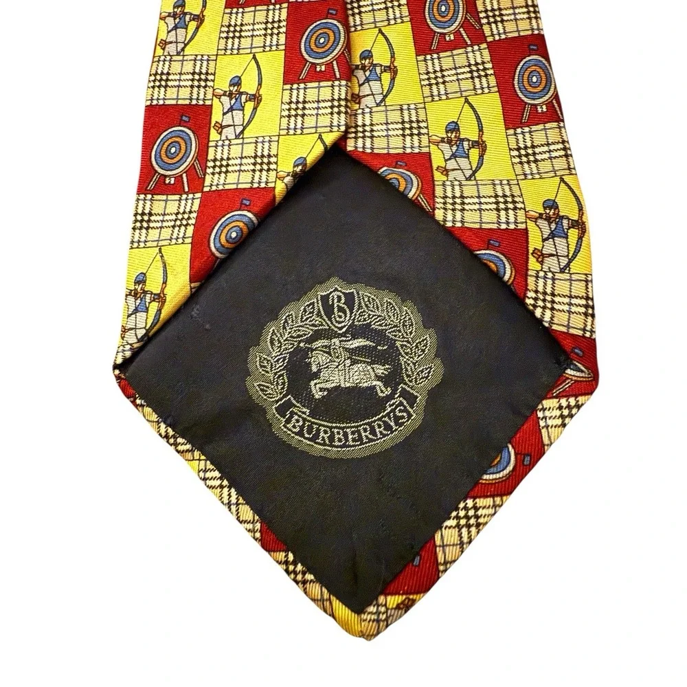 Burberry Tie Yellow Geometic Pattern Archery Nova Check Targets‎ Silk Hand Sewn